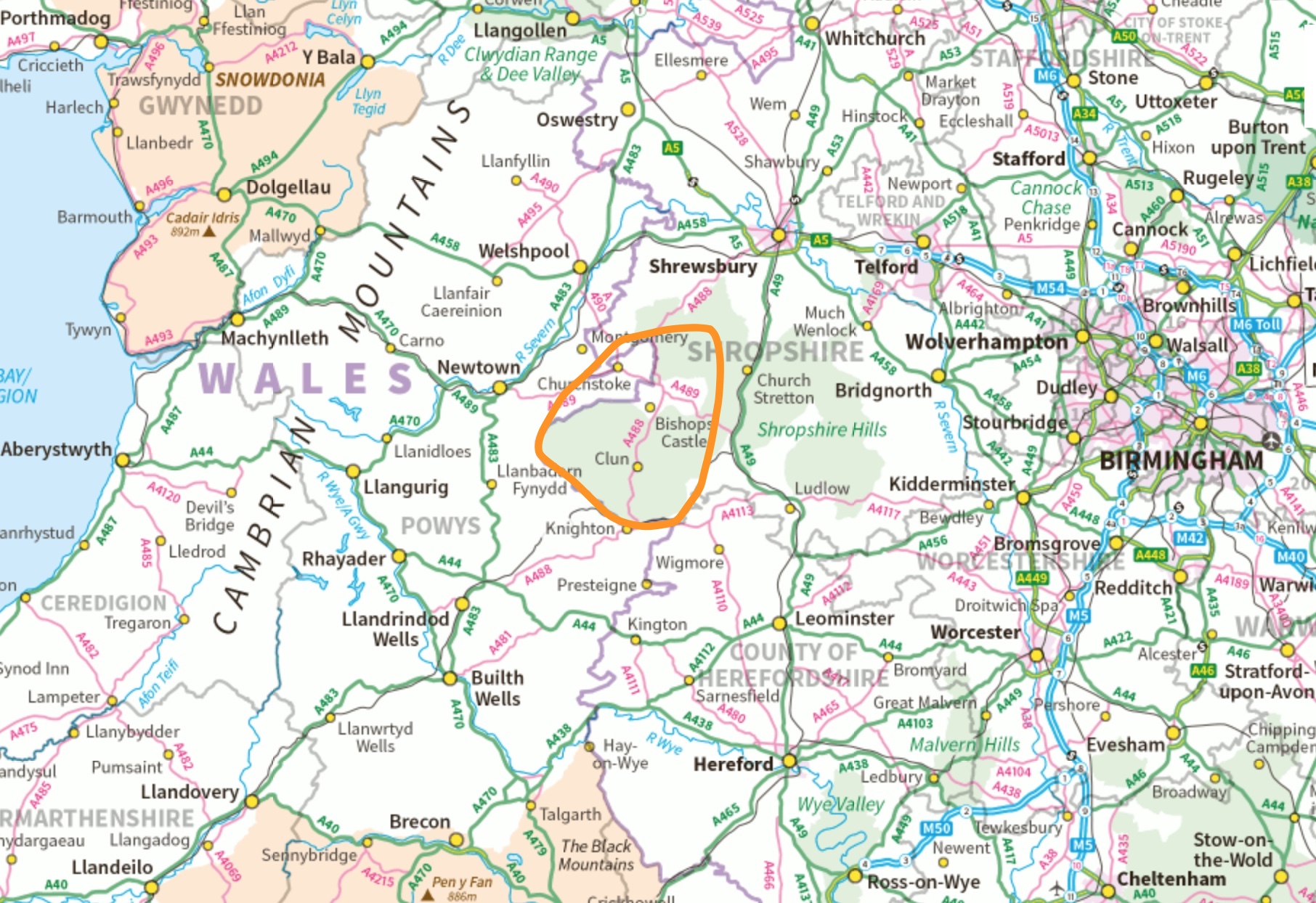 1. Area - Marked West Mids Mid Wales